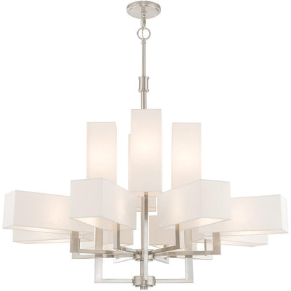 Twelve Light Dimmable Chandelier With Shades