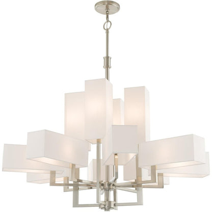 Twelve Light Dimmable Chandelier With Shades