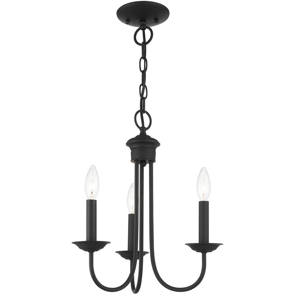 Black Three Light Dimmable Chandelier With Shades
