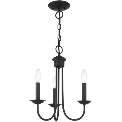 Black Three Light Dimmable Chandelier With Shades