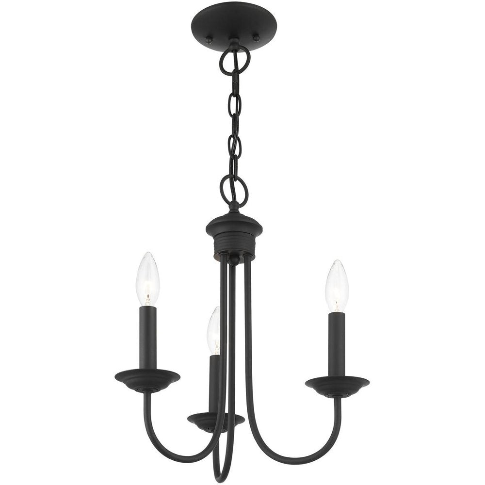 Black Three Light Dimmable Chandelier With Shades
