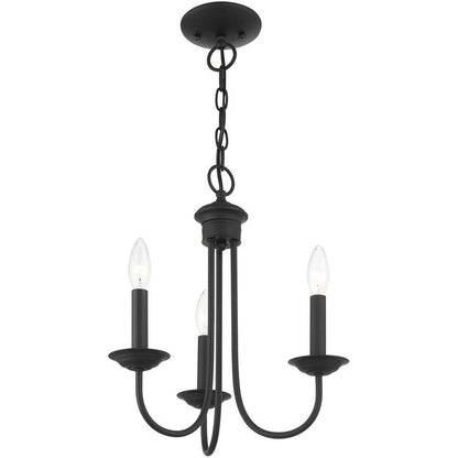 Black Three Light Dimmable Chandelier With Shades