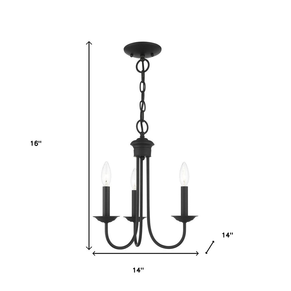 Black Three Light Dimmable Chandelier With Shades