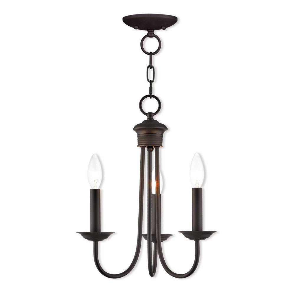 Bronze Three Light Dimmable Chandelier With Shades
