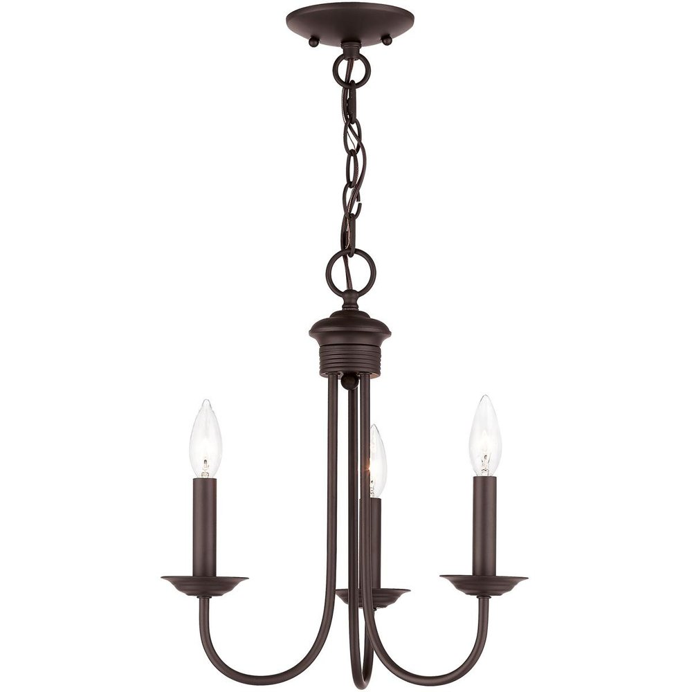 Bronze Three Light Dimmable Chandelier With Shades