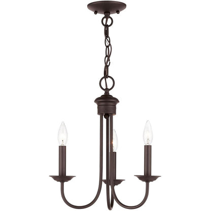 Bronze Three Light Dimmable Chandelier With Shades