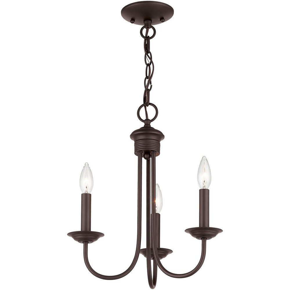 Bronze Three Light Dimmable Chandelier With Shades