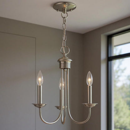 Three Light Dimmable Chandelier With Shades