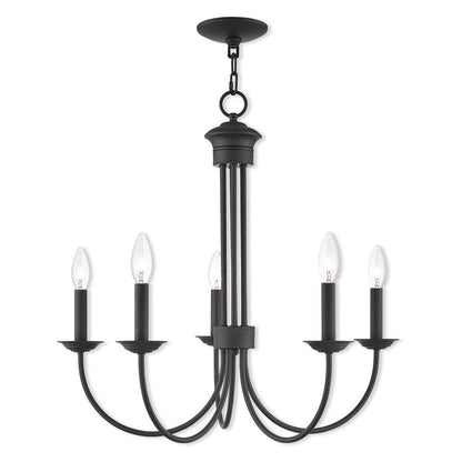 Bronze Five Light Dimmable Chandelier With Shades