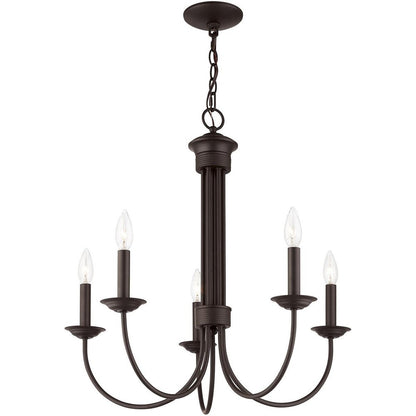 Bronze Five Light Dimmable Chandelier With Shades
