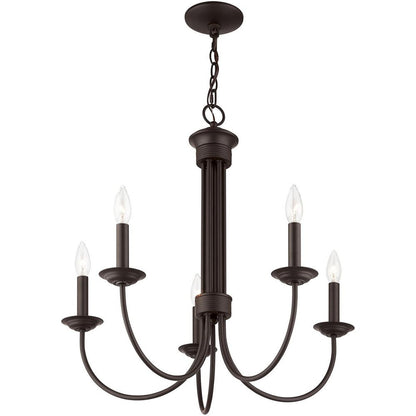 Bronze Five Light Dimmable Chandelier With Shades