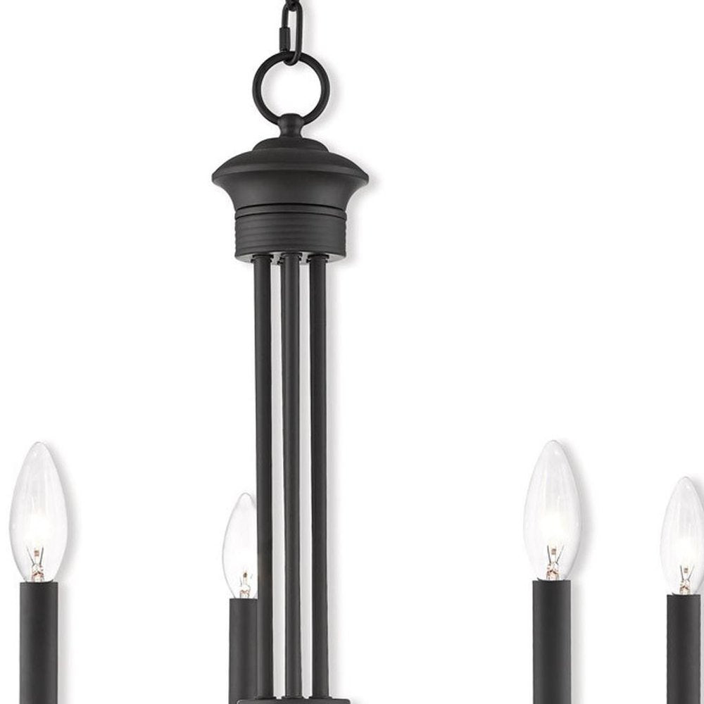 Bronze Five Light Dimmable Chandelier With Shades