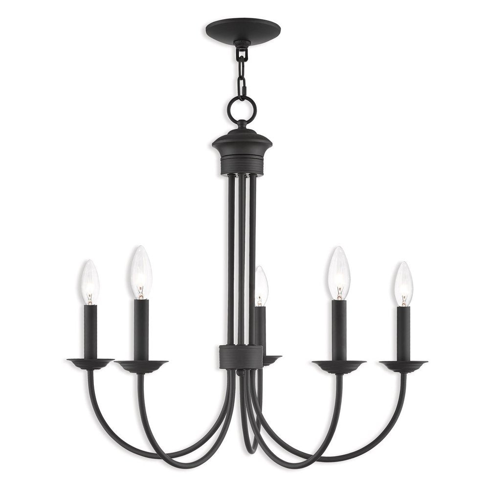 Bronze Five Light Dimmable Chandelier With Shades