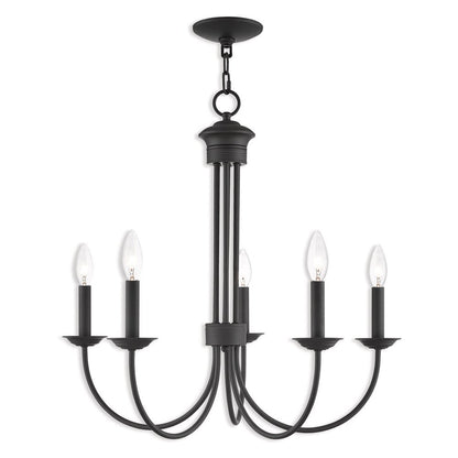 Bronze Five Light Dimmable Chandelier With Shades