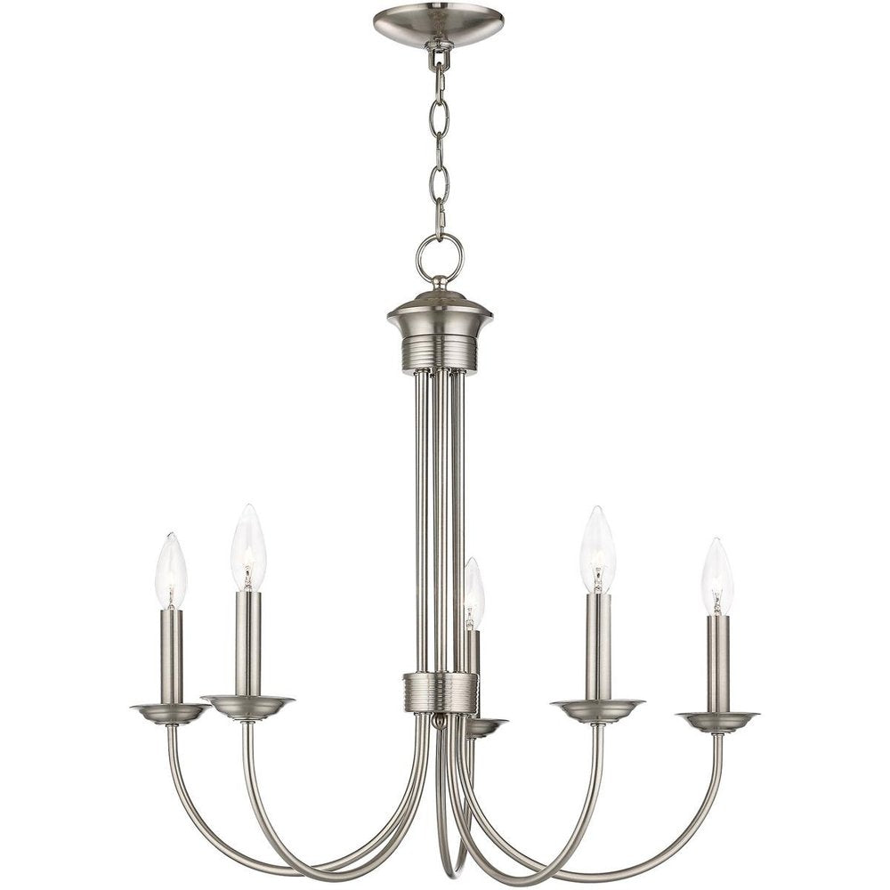 Five Light Dimmable Chandelier With Shades