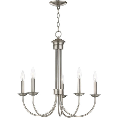 Five Light Dimmable Chandelier With Shades