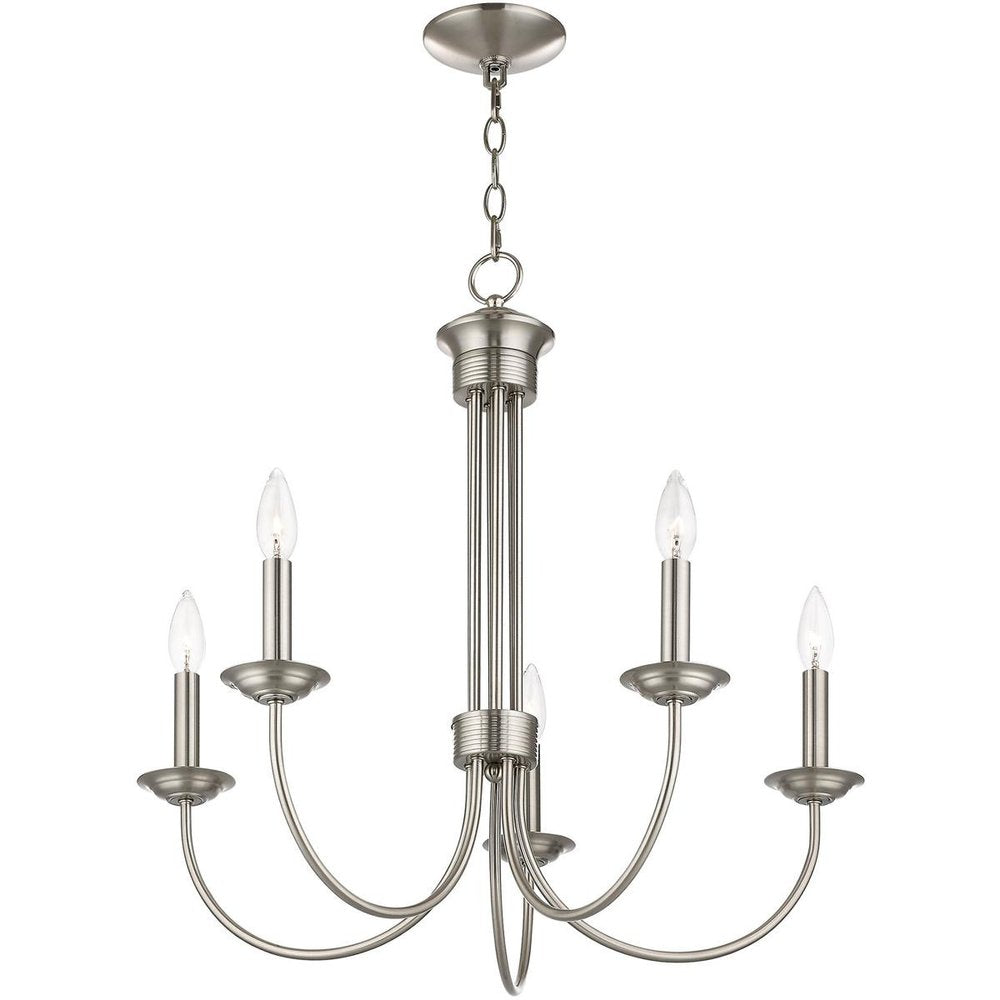 Five Light Dimmable Chandelier With Shades