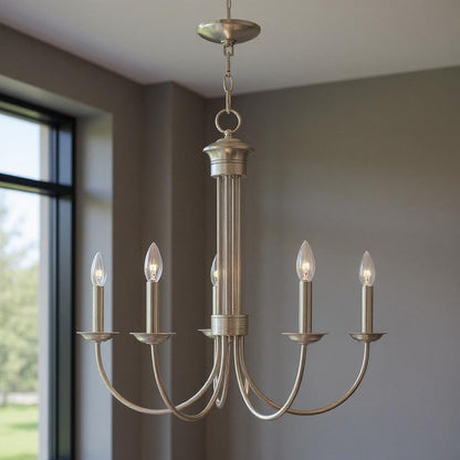 Five Light Dimmable Chandelier With Shades