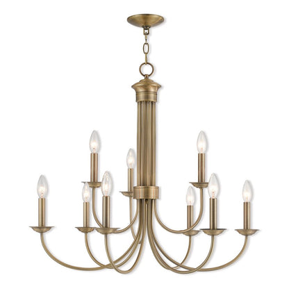Nine Light Dimmable Chandelier With Shades