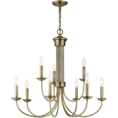 Nine Light Dimmable Chandelier With Shades