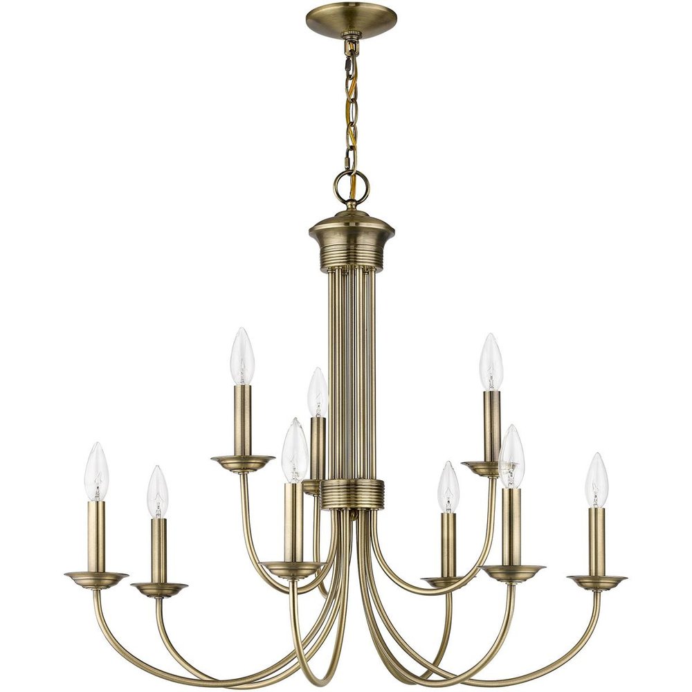Nine Light Dimmable Chandelier With Shades