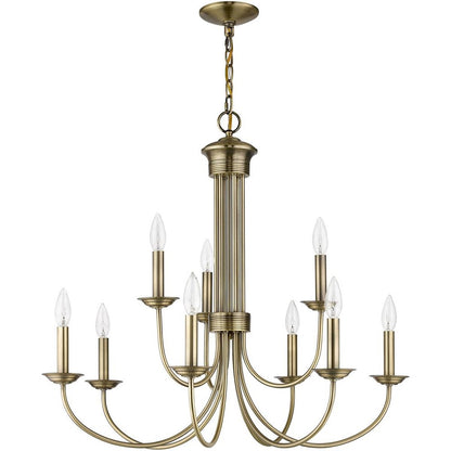 Nine Light Dimmable Chandelier With Shades