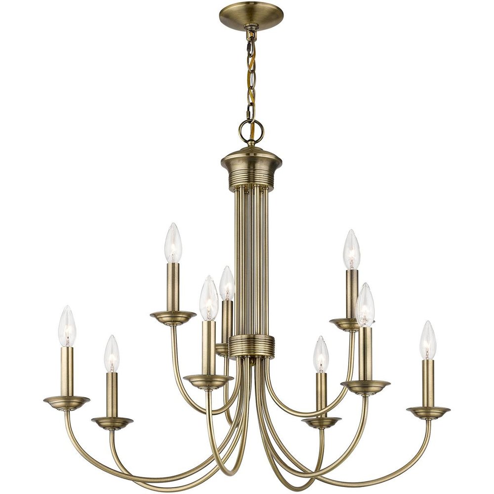Nine Light Dimmable Chandelier With Shades