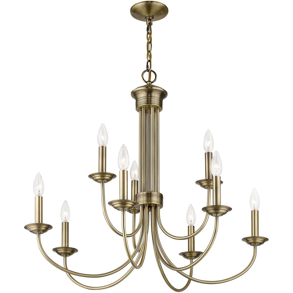 Nine Light Dimmable Chandelier With Shades