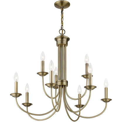 Nine Light Dimmable Chandelier With Shades