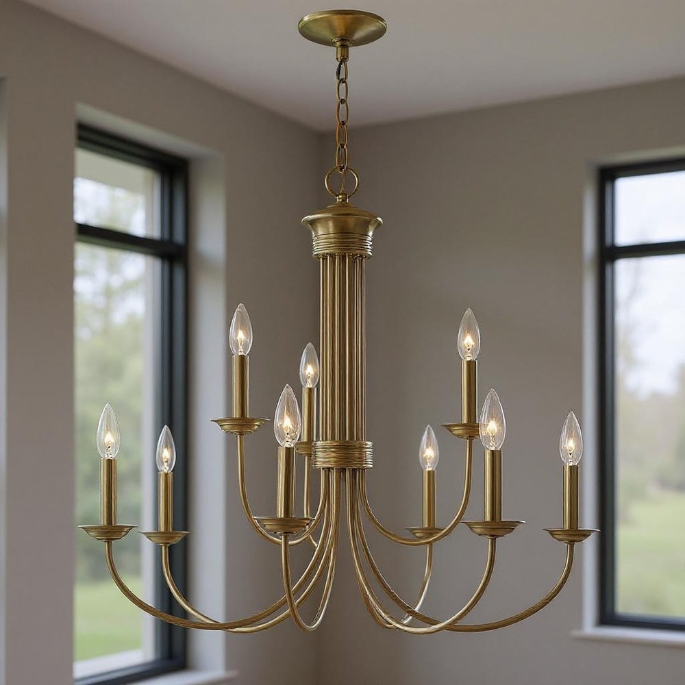 Nine Light Dimmable Chandelier With Shades