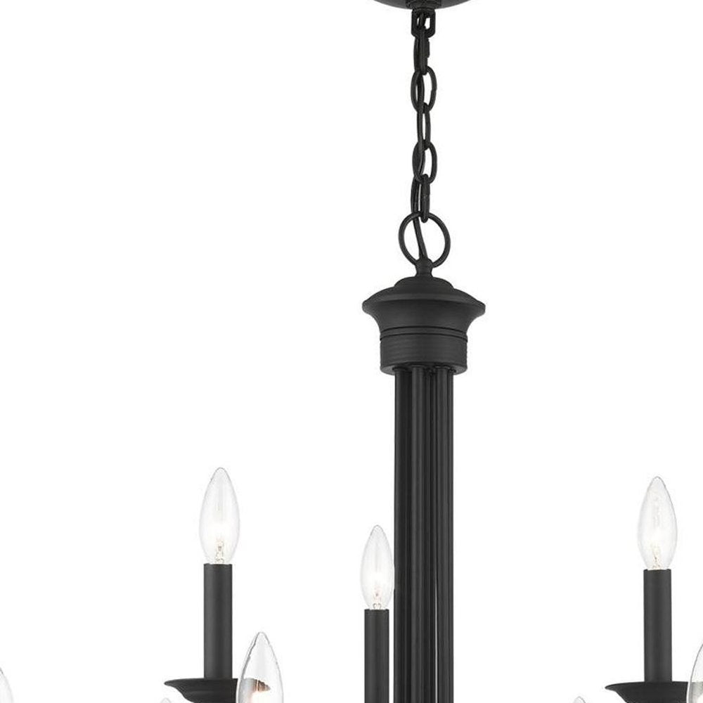 Black Nine Light Dimmable Chandelier With Shades