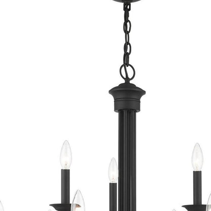 Black Nine Light Dimmable Chandelier With Shades