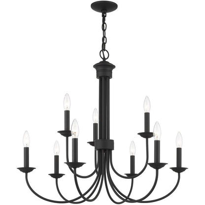 Black Nine Light Dimmable Chandelier With Shades