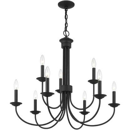 Black Nine Light Dimmable Chandelier With Shades