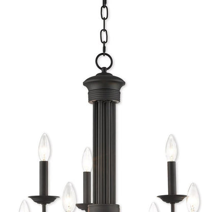 Bronze Nine Light Dimmable Chandelier With Shades