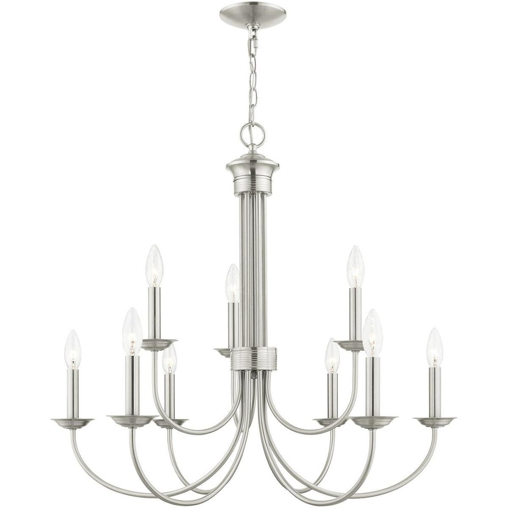 Nine Light Dimmable Chandelier With Shades