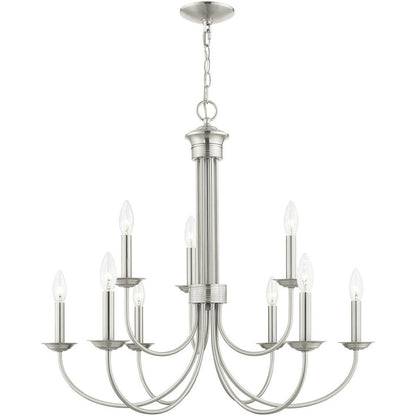 Nine Light Dimmable Chandelier With Shades