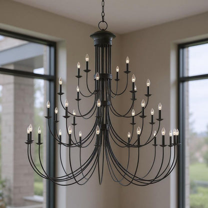 Bronze Multi Light Dimmable Chandelier With Shades