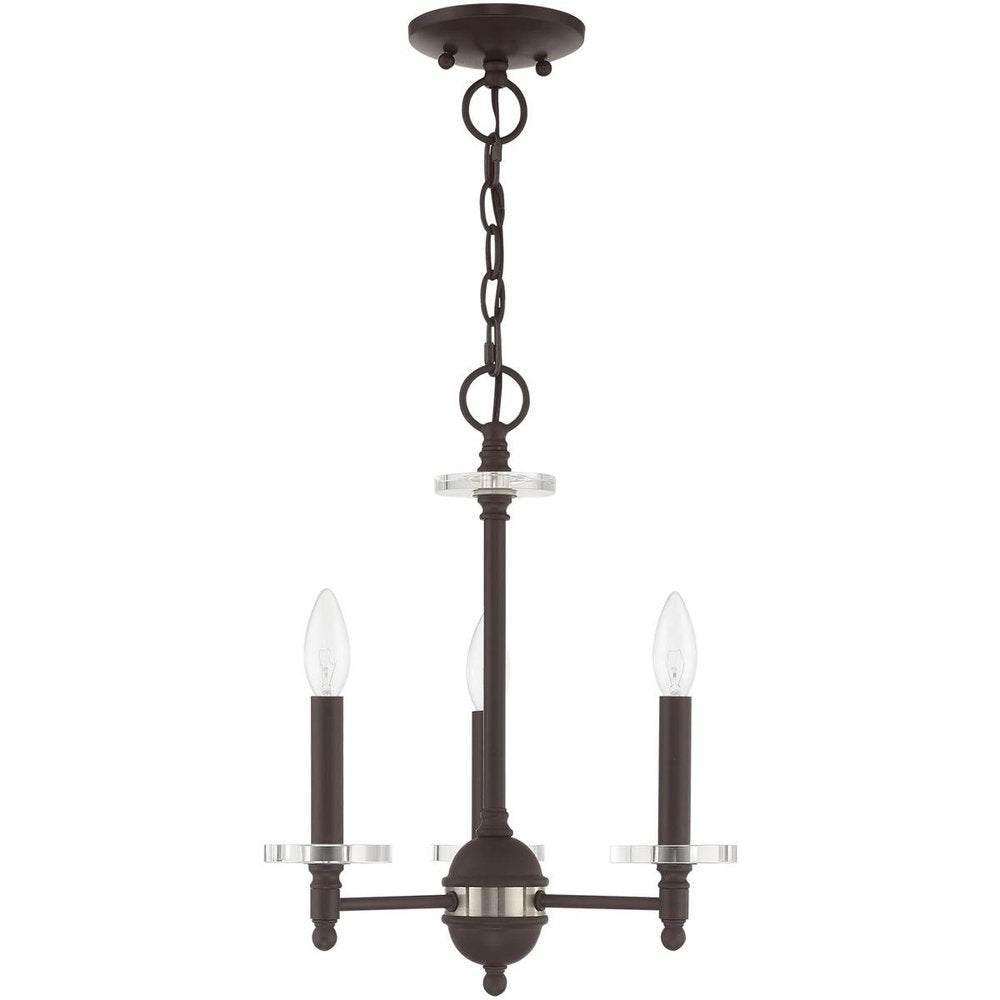 Bronze Three Light Dimmable Chandelier With Shades