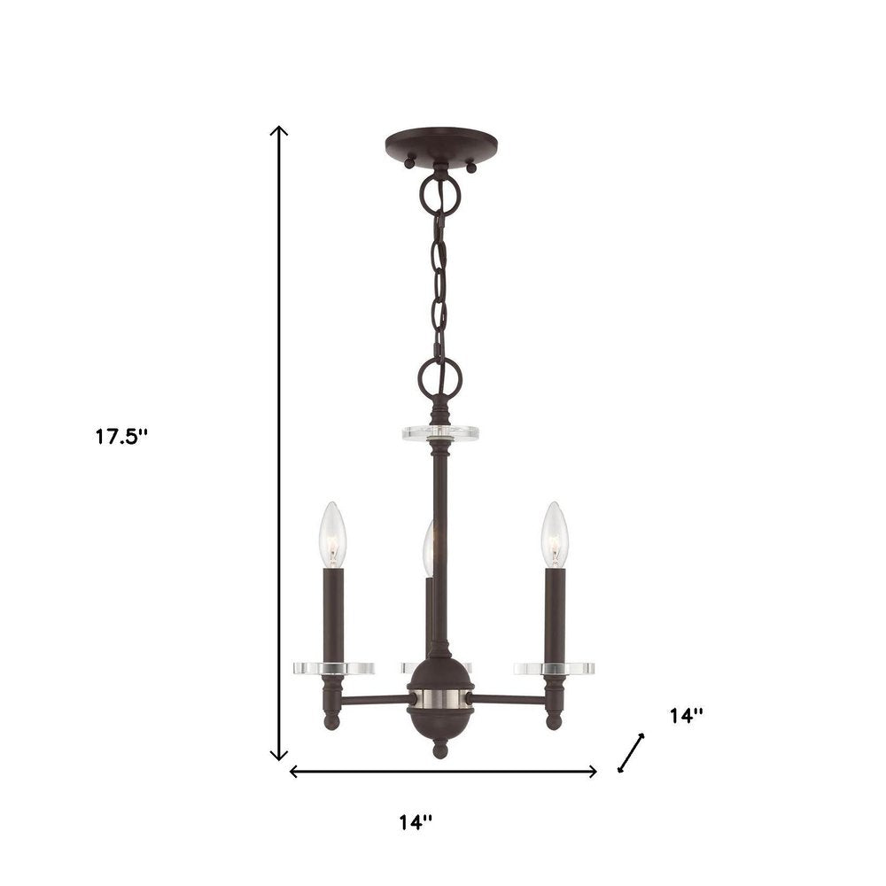Bronze Three Light Dimmable Chandelier With Shades
