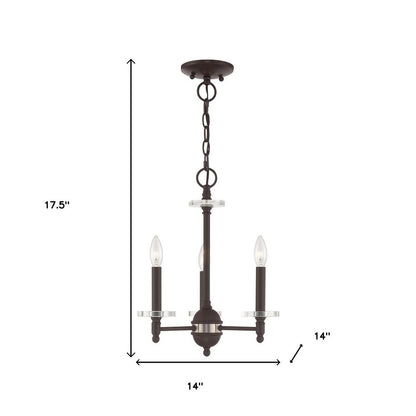 Bronze Three Light Dimmable Chandelier With Shades