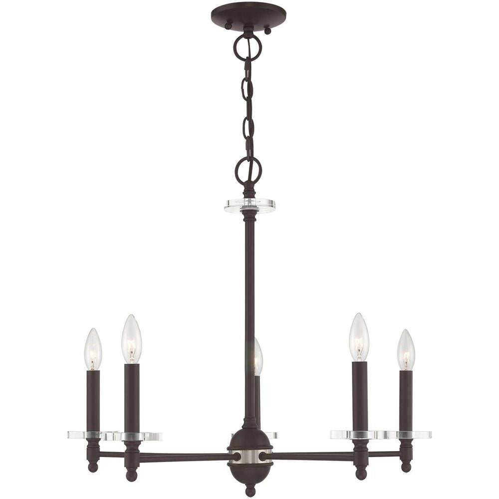 Bronze Five Light Dimmable Chandelier With Shades