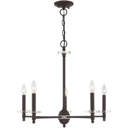 Bronze Five Light Dimmable Chandelier With Shades