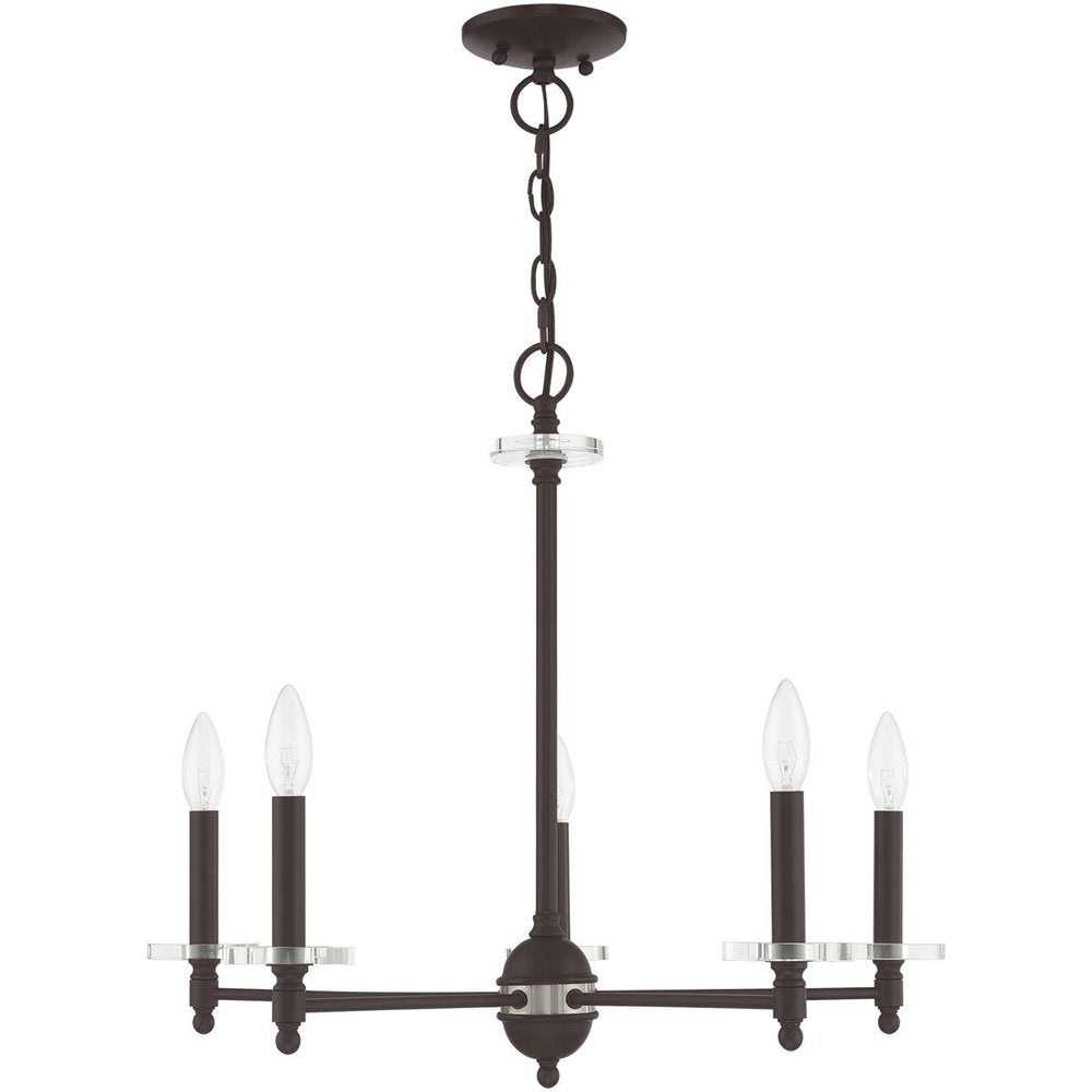 Bronze Five Light Dimmable Chandelier With Shades