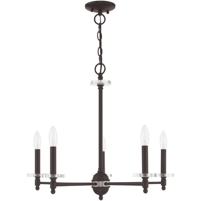 Bronze Five Light Dimmable Chandelier With Shades
