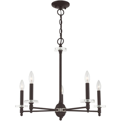 Bronze Five Light Dimmable Chandelier With Shades