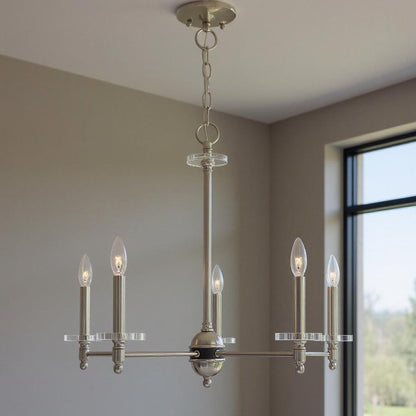 Five Light Dimmable Chandelier With Shades