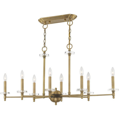 Eight Light Dimmable Chandelier With Shades