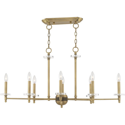Eight Light Dimmable Chandelier With Shades