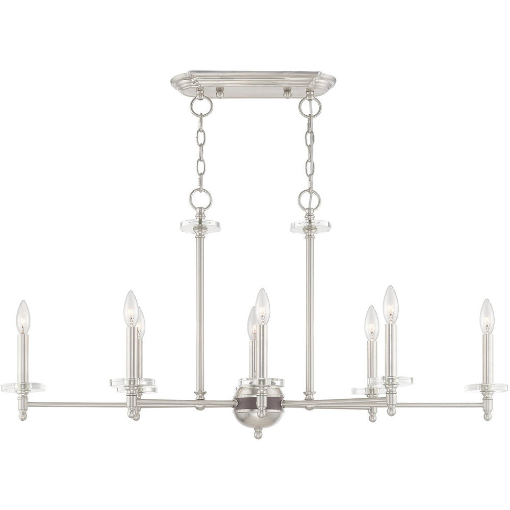 Eight Light Dimmable Chandelier With Shades